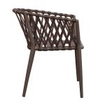 Stackable Patio Aluminum Woven Rope Outdoor Dining Chair with Cushion
