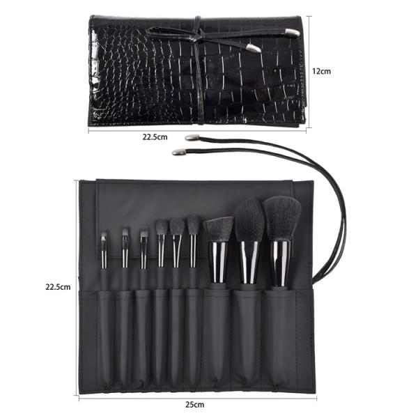 9pcs Pro Vegan Synthetic Travel Makeup Brushes Set Private Label With Belt Bag
