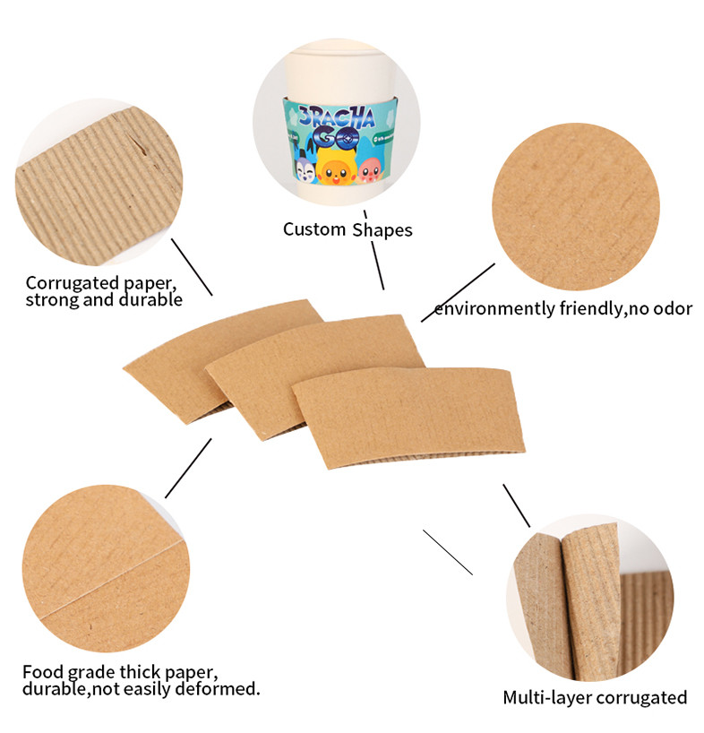 Coffee Sleeves Protective Heat Insulation Drinks Cup Sleeve Corrugated