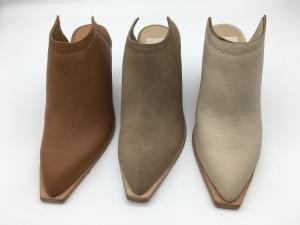 China Casual Platform Womens Leather Dress Shoes Beige 3 Inch Heel Closed Toe factory