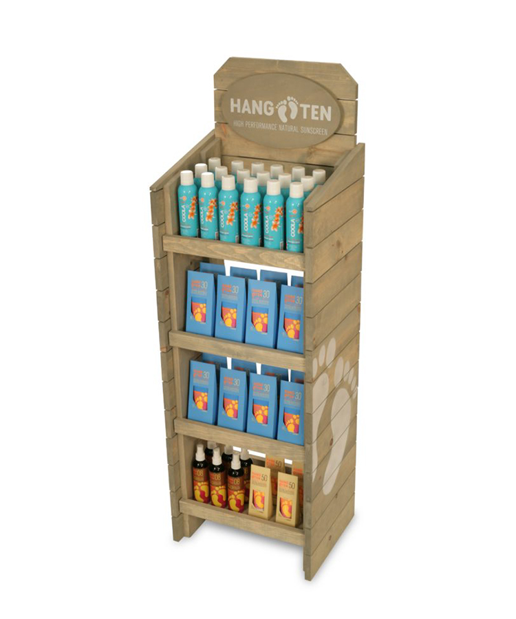 Custom Vitamin Products Display Stand Floorstanding Wooden Display Shelf for Drug Store