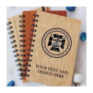 Customized Laser Engraving Wooden Cover Notebook Spiral Diary Planner
