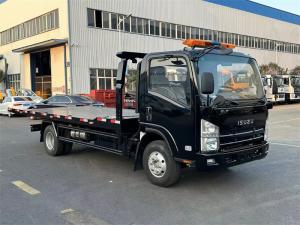 China Isuzu 130hp Roll Off Deck Carrier Flatbed Wrecker Truck 5 Tons factory