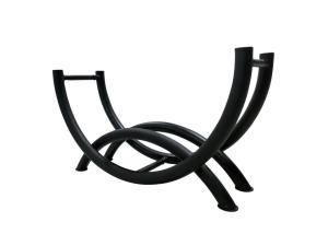 China Construction Black Steel Fence Fireside Metal Log Storage Rack 19&quot; Height factory