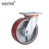 Buy cheap Heavy Duty Red PU Iron Core Caster Wheels 4inch/5inch/6inch/8inch with Brake from wholesalers