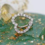 Silver Belly Button Ring Shiny Zircons Love Heart Navel Jewelry Piercing