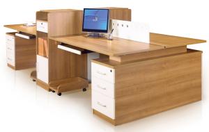 China Light Cherry 4 Seat Office Workstation Desk / Partition Workstation Table factory
