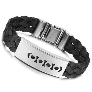 China Tagor Stainless Steel Jewelry Super Fashion Silicone Leather Bracelet Bangle TYSR045 factory