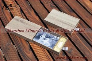 China 4x6 and 5x7 wooden texture photo presentation gift box with USB divider box,Photo storage box,photo gift box for wedding factory