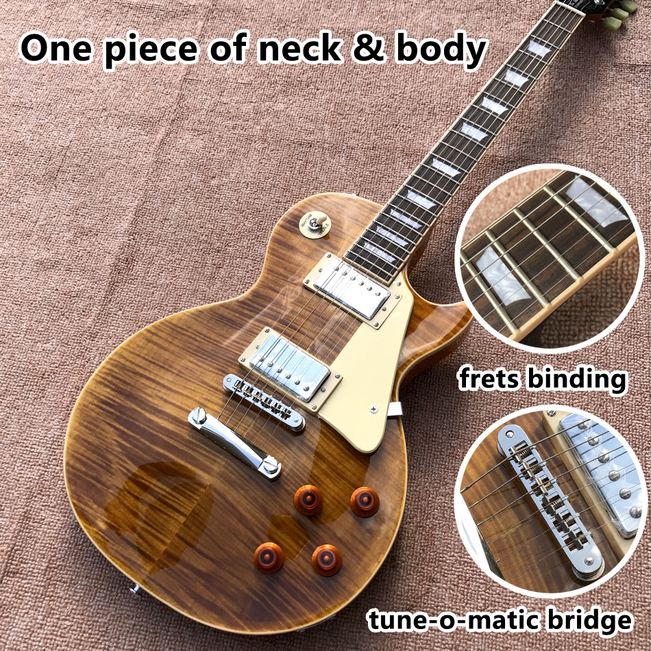 New standard LP 1959 R9 electric guitar, Flame Maple Top, frets cream binding, a piece of neck & body, Tune-o-Matic brid