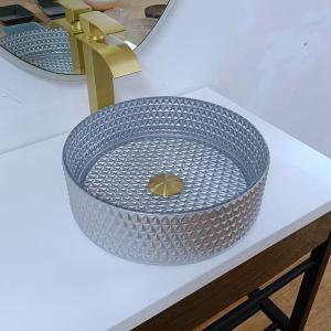 China Latest Style Table Top Wash Basins Silver Color , Round Sink Bowl Bathroom 360*360*112mm factory