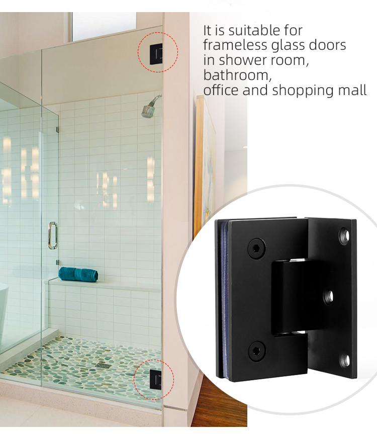 Modern Design Matt Black Stainless Steel 90 Degree Wall Mounted Shower Glass Door Hinge