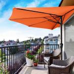 Bistro Outdoor Garden Patio Hand Crank Lift Umbrella 9*4.5*7.87 FT Half Round