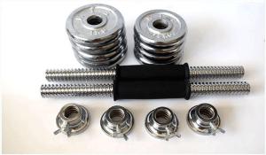 China weight lifting cast iron adjustable electroplated dumbbell with steel collars factory