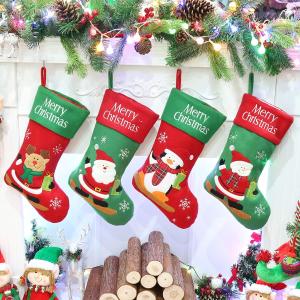 China Pack Rustic Christmas Stockings, Penguin Snowman Claus Santa and Reindeer, Vintage Xmas Holiday Party Home Decorations factory