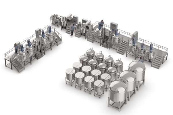 High Speed Liquid Mixing Equipment With Hydraulic Lifting PLC Touch Screen