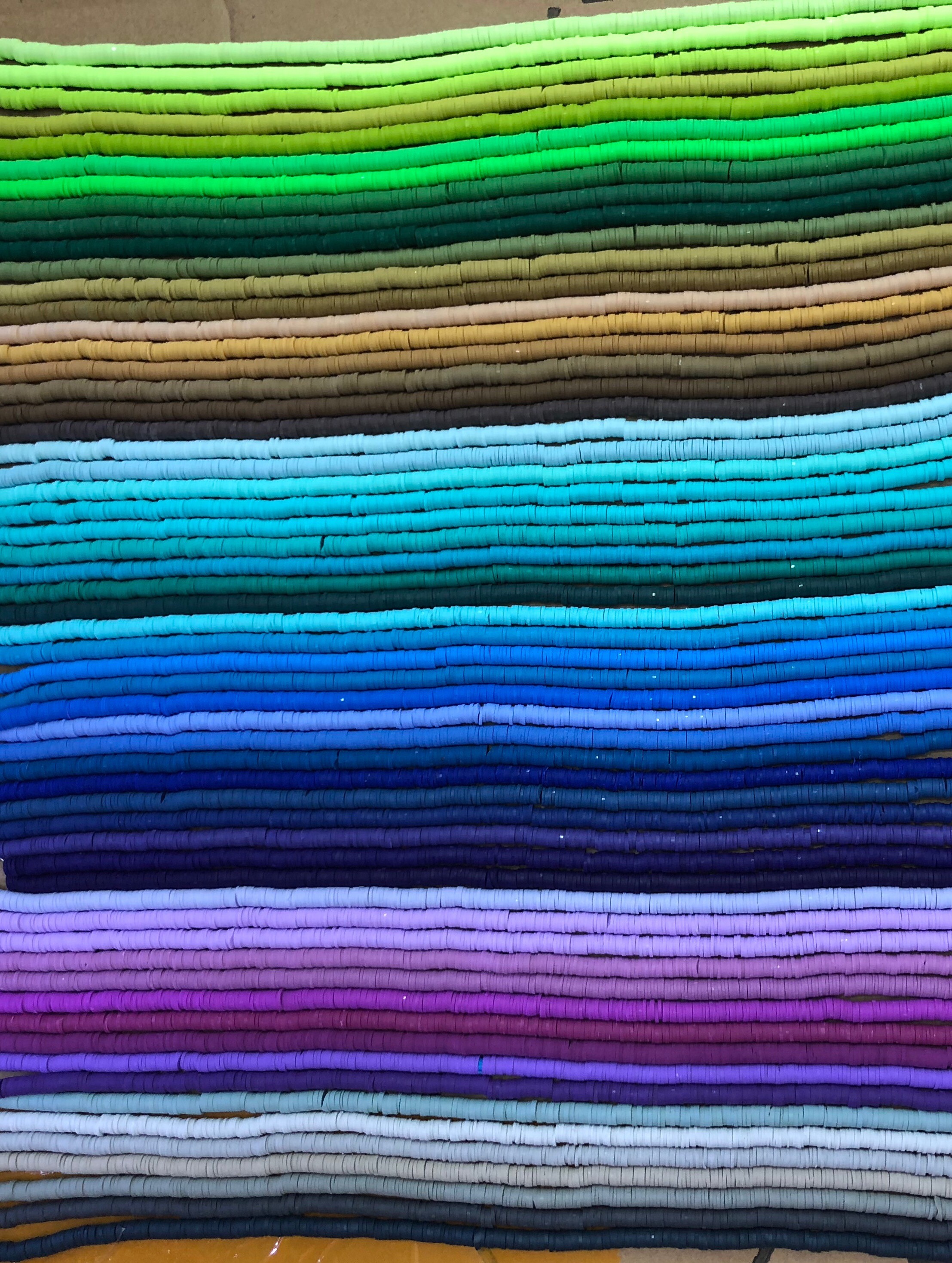 Rainbow Polyclay Piece Handmade Beads Bracelets 6mm With Gold Chain Magnets