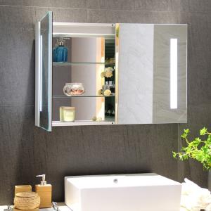 China Motion Sensor Rectangle LED Clock Medicine Cabinet Private Label for Bedroom Dressing factory