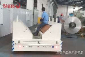 China Automatic Running Handing Battery Operated Transfer Trolley Cart 30t Steel Rail For Barrel Handing factory