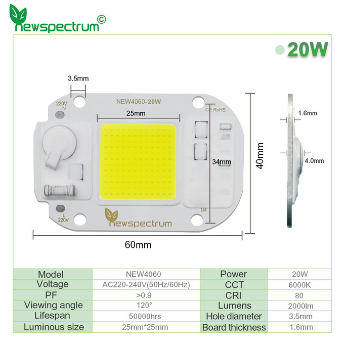 6000K Full Spectrum Cob Led Chip 50W 30W For DIY Flood Light