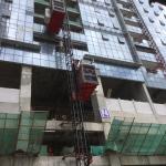 100m Single Cage Construction Hoist , Steel Galvanized Material