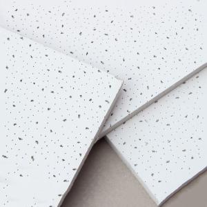 China Acoustic Mineral Fiber Wool Drop Ceiling Tile Panels with Strip Lines Surface Picture factory