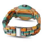 Waterproof Colorful Wooden Wrist Watch With PC21S Movement Handmade Draft