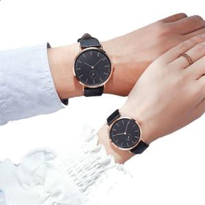 China Leather Couple Quartz Watch Rectangular Analog Dial Wearproof factory