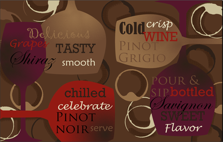 Anti Fatigue Kitchen Floor Mats Wine Pattern Memory Foam PU Material