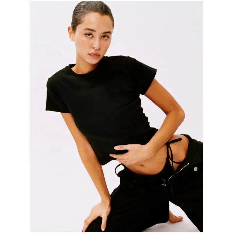 Thin Blank Shirt For Woman Cotton Breathable T-shirt Short Top Crew Neck Knitted Popular
