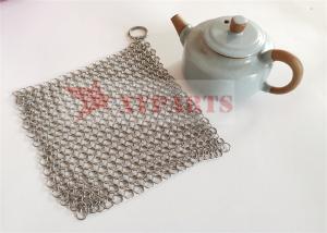 China Faster Chain Mail Scrubber With Wood Pulp Sponge For Cast Iron Skillet factory
