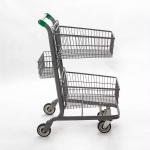 High Quality Double Basket Shopping Cart Two layer Storage Supermarket Trolley