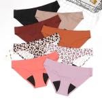 Seamless Period Panties Postpartum Undies Leopard Low Waist Ice Silk Waterproof