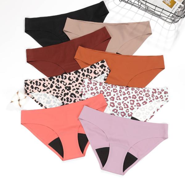 Seamless Period Panties Postpartum Undies Leopard Low Waist Ice Silk Waterproof
