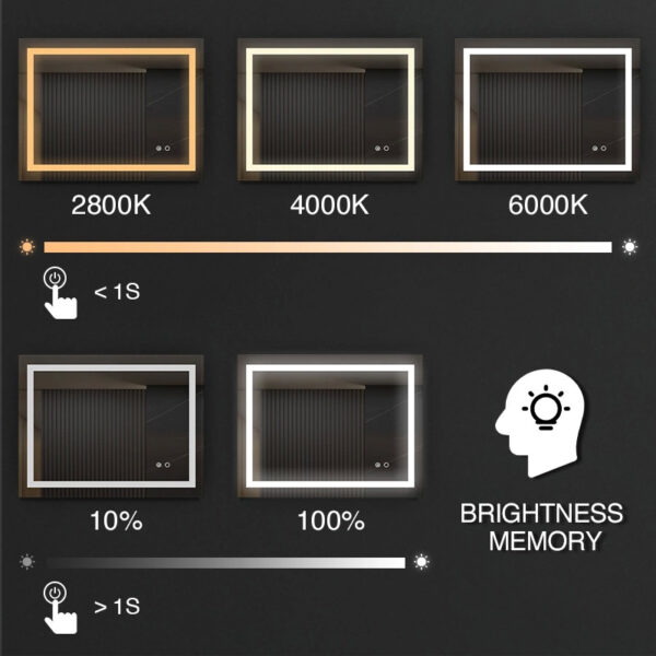 Frameless LED Oval Bathroom Mirror 3000K - 6000K LED Touch Sensor Mirror For Hotel