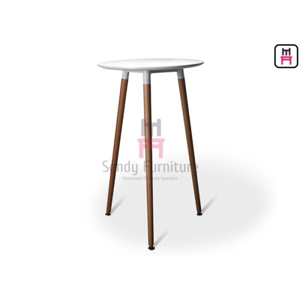 China 2ft White MDF Restaurant Bar Tables H100cm With Solid Wood Legs factory