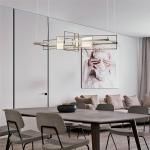 LED Golden Tan Hardware Plating + Acrylic Geometric metal Modern Pendant Light