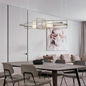 China LED Golden Tan Hardware Plating + Acrylic Geometric metal Modern Pendant Light factory