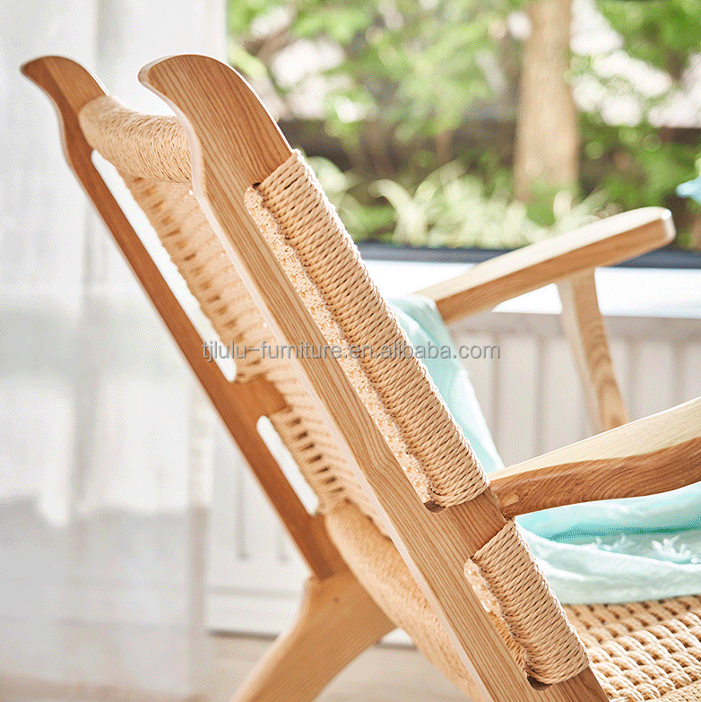 Add a Touch of Elegance to Your Outdoor Lounge with Vintage Woven Rope Solid Wood Rocking Chair