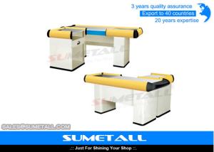 China Steel Body Supermarket Cashier Counter , Retail Cash Register Counters factory