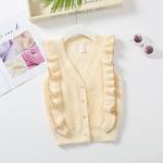 Knitting Ruffles Patterns Children Sleeveless Sweater Wholesale Baby Girls