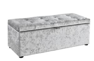 China Crush Silver Velvet Ottoman Storage Chest Toy Box For Bedroom Living Room factory