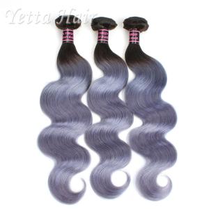 China 7A Virgin Brazilian Hair 1B / Grey Ombre Human Hair Extensions Body Wave factory