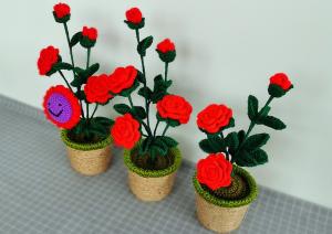 China New Creative Luxury Handmade Crochet Knitting Plants Flowers Handicraft Home Decorations Crochet Flower factory