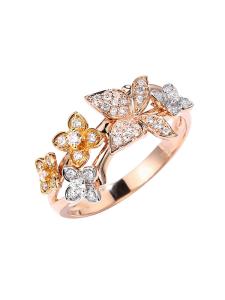 China Wedding rings Rose Gold Butterfly Diamond Ring 18K gold diamond rings factory