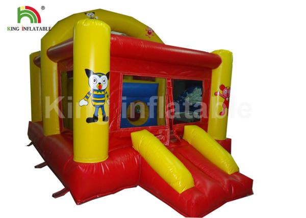 Fire Retardant Red Inflatable Castle Trampoline With Slide For Children Party