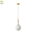Residential Gold Globe Glass Pendant Light Modern Simple Design