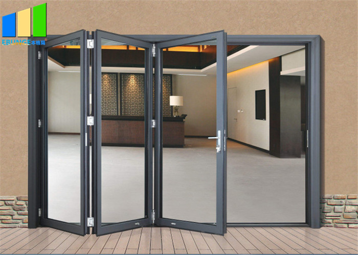 Exterior Windproof Aluminum Double Tempered Glass Patio Folding Door