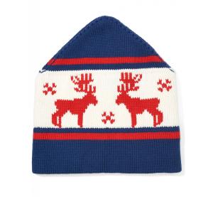 China Ski Jacquard Knit Beanie Hats Deer Pattern 50 % Merino Wool 50% Cotton Material factory