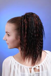 China Brown Deep Wave Synthetic Pony Tail Wigs for Women factory